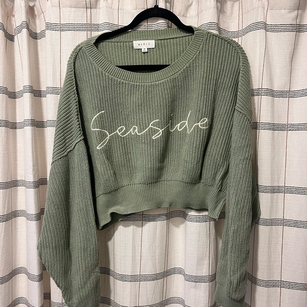 Seaside Green Cropped Sweater